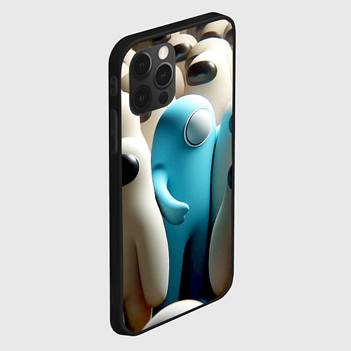 Чехол iPhone 12 Pro Among us - ai art - video game / 3D-Черный – фото 2