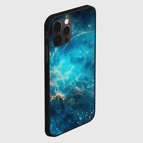 Чехол iPhone 12 Pro Голубая небула / 3D-Черный – фото 2