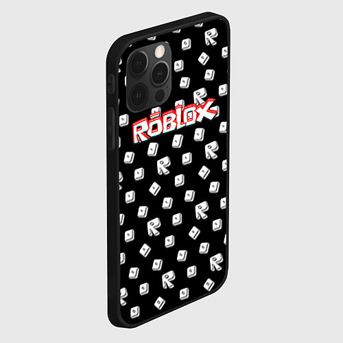 Чехол iPhone 12 Pro Roblox pattern game / 3D-Черный – фото 2