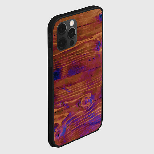 Чехол iPhone 12 Pro Деревянная благородная текстура / 3D-Черный – фото 2