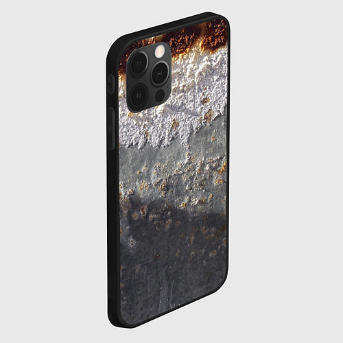 Чехол iPhone 12 Pro Коррозия металла гранж текстура / 3D-Черный – фото 2