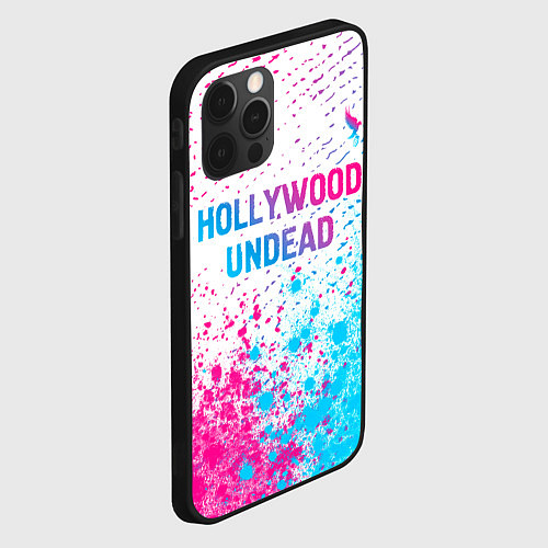 Чехол iPhone 12 Pro Hollywood Undead neon gradient style посередине / 3D-Черный – фото 2