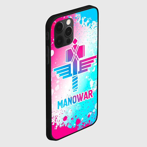 Чехол iPhone 12 Pro Manowar neon gradient style / 3D-Черный – фото 2