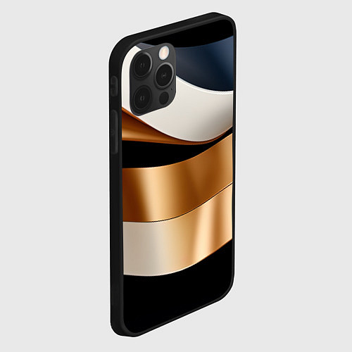 Чехол iPhone 12 Pro Золотистые вставки абстракции / 3D-Черный – фото 2