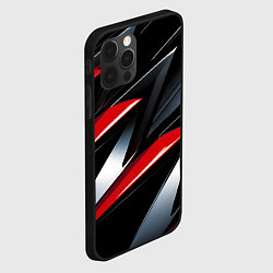 Чехол для iPhone 12 Pro Red black abstract, цвет: 3D-черный — фото 2