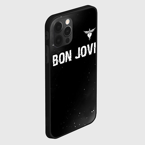 Чехол iPhone 12 Pro Bon Jovi glitch на темном фоне посередине / 3D-Черный – фото 2