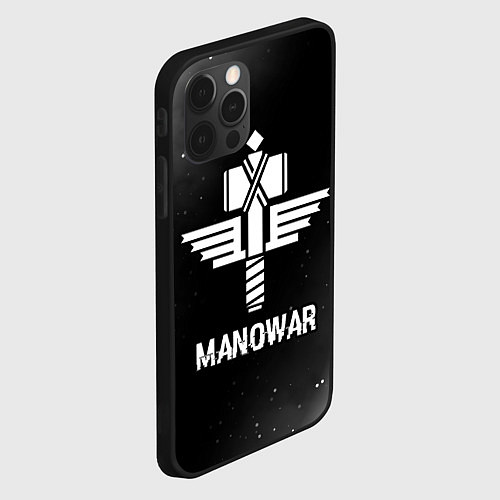 Чехол iPhone 12 Pro Manowar glitch на темном фоне / 3D-Черный – фото 2