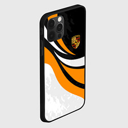 Чехол для iPhone 12 Pro Porsche - Оранжевая абстракция, цвет: 3D-черный — фото 2