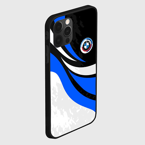 Чехол iPhone 12 Pro BMW - синяя абстракция / 3D-Черный – фото 2