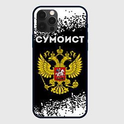 Чехол для iPhone 12 Pro Сумоист из России и герб РФ, цвет: 3D-черный