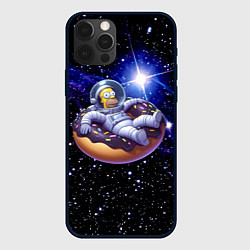 Чехол для iPhone 12 Pro Космонавт Гомер Симпсон на пончике - нейросеть, цвет: 3D-черный