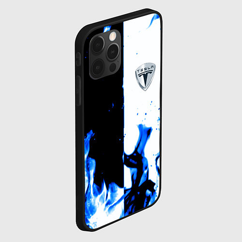 Чехол iPhone 12 Pro Tesla Elon Mask fire / 3D-Черный – фото 2