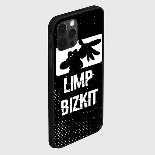 Чехол iPhone 12 Pro Limp Bizkit glitch на темном фоне / 3D-Черный – фото 2