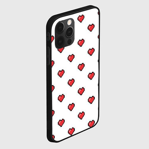 Чехол iPhone 12 Pro Пиксельные сердца / 3D-Черный – фото 2