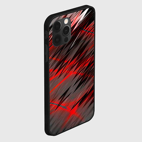 Чехол iPhone 12 Pro Красные полосы надрезы / 3D-Черный – фото 2
