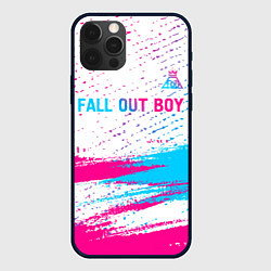 Чехол для iPhone 12 Pro Fall Out Boy neon gradient style посередине, цвет: 3D-черный