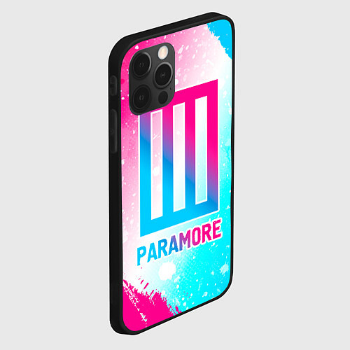 Чехол iPhone 12 Pro Paramore neon gradient style / 3D-Черный – фото 2