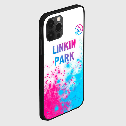 Чехол iPhone 12 Pro Linkin Park neon gradient style посередине / 3D-Черный – фото 2