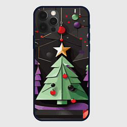 Чехол для iPhone 12 Pro Оригамная елка, цвет: 3D-черный