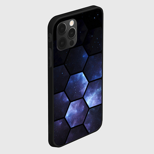 Чехол iPhone 12 Pro Космические соты - геометрия / 3D-Черный – фото 2
