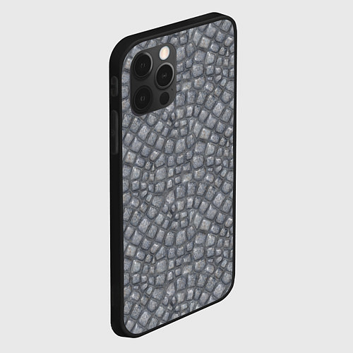 Чехол iPhone 12 Pro Мостовая текстура / 3D-Черный – фото 2