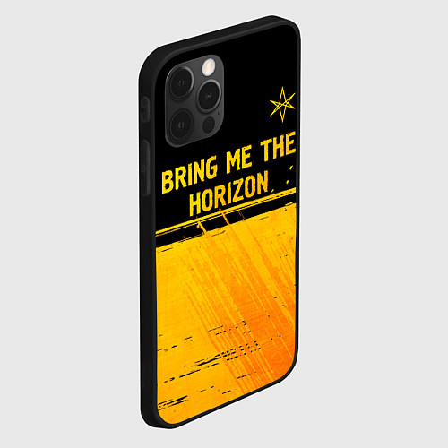 Чехол iPhone 12 Pro Bring Me the Horizon - gold gradient посередине / 3D-Черный – фото 2