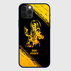 Чехол для iPhone 12 Pro Iron Maiden - gold gradient, цвет: 3D-черный