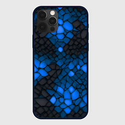 Чехол для iPhone 12 Pro Синий трескающийся камень, цвет: 3D-черный