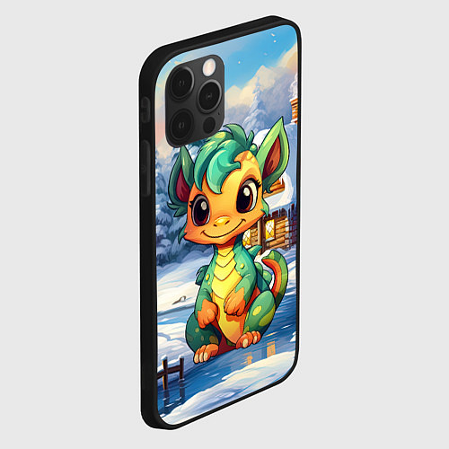 Чехол iPhone 12 Pro Крошечный дракон зимы 2024 / 3D-Черный – фото 2
