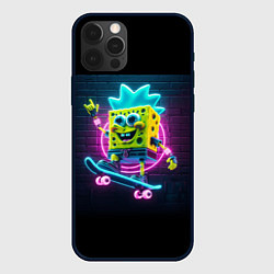 Чехол для iPhone 12 Pro Sponge Bob on a skateboard, цвет: 3D-черный