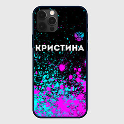 Чехол для iPhone 12 Pro Кристина и неоновый герб России посередине, цвет: 3D-черный