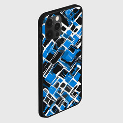 Чехол для iPhone 12 Pro Синие фигуры и белые линии, цвет: 3D-черный — фото 2