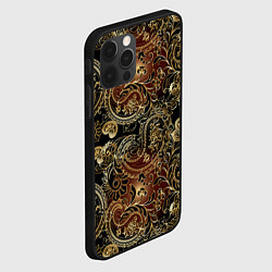 Чехол для iPhone 12 Pro Золотые узоры пейсли, цвет: 3D-черный — фото 2