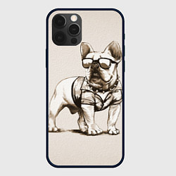 Чехол для iPhone 12 Pro Французский бульдог в очках и рубашке, цвет: 3D-черный