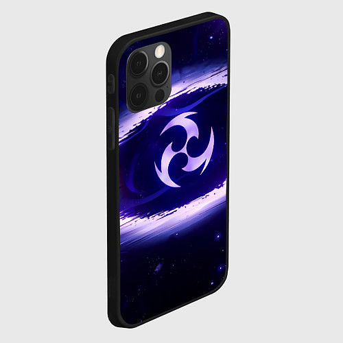 Чехол iPhone 12 Pro Genshin Impact Raiden sign / 3D-Черный – фото 2