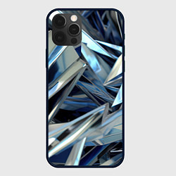 Чехол для iPhone 12 Pro Абстрактные осколки голубого цвета, цвет: 3D-черный