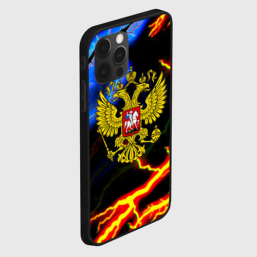 Чехол iPhone 12 Pro Россия наша страна герб шторм / 3D-Черный – фото 2