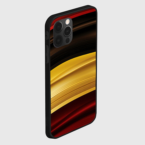 Чехол iPhone 12 Pro Черный красный желтый цвет абстракции / 3D-Черный – фото 2