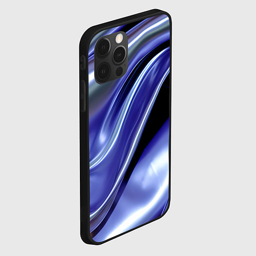 Чехол iPhone 12 Pro Синяя вязкая абстракция / 3D-Черный – фото 2