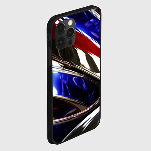 Чехол iPhone 12 Pro Металлические абстрактные вставки / 3D-Черный – фото 2