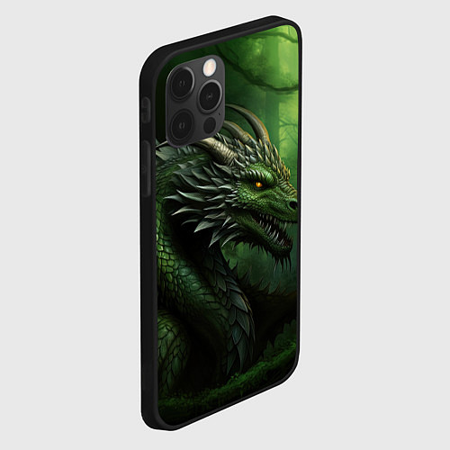 Чехол iPhone 12 Pro Зеленый дракон символ 2024 / 3D-Черный – фото 2