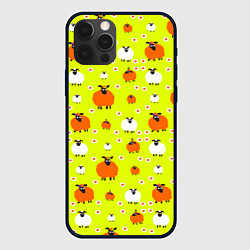 Чехол для iPhone 12 Pro Стадо овец в поле, цвет: 3D-черный