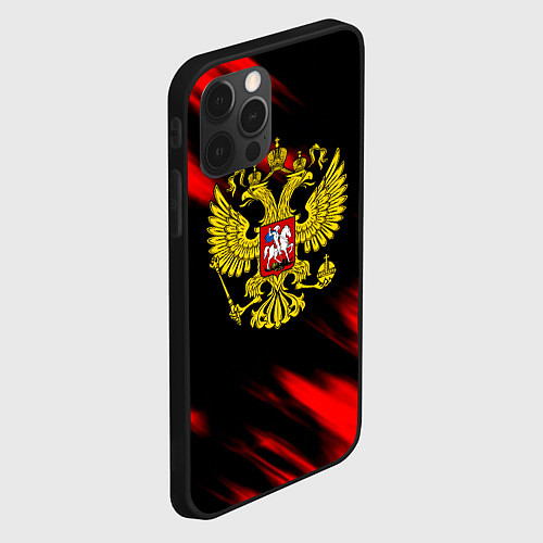 Чехол iPhone 12 Pro Герб РФ патриотический краски / 3D-Черный – фото 2