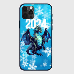 Чехол для iPhone 12 Pro 2024 синий дракон, цвет: 3D-черный