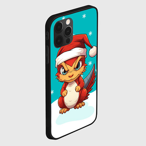 Чехол iPhone 12 Pro Новогодний дракошка 2024 / 3D-Черный – фото 2