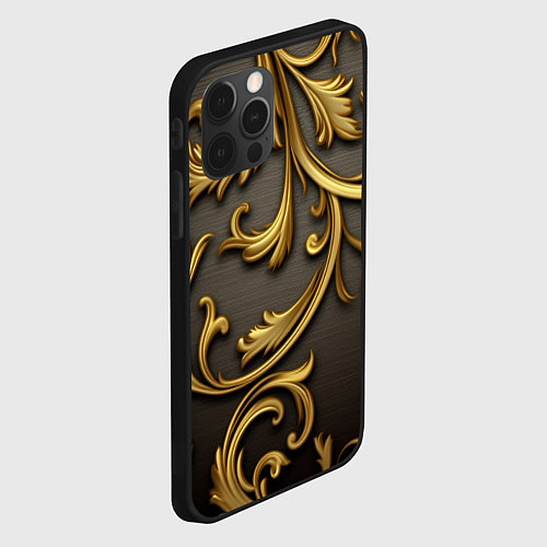 Чехол iPhone 12 Pro Gold abstract / 3D-Черный – фото 2