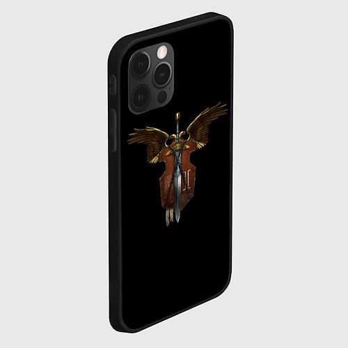 Чехол iPhone 12 Pro Вархаммер - щит и меч / 3D-Черный – фото 2