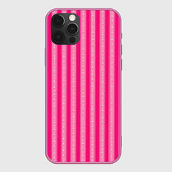 Чехол для iPhone 12 Pro Розовый в полоску с узором, цвет: 3D-малиновый