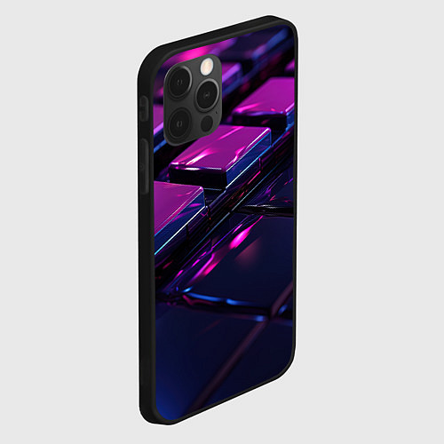 Чехол iPhone 12 Pro Фиолетовые плитики абстракция / 3D-Черный – фото 2