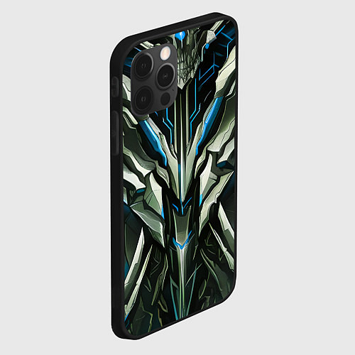 Чехол iPhone 12 Pro Синяя кибер броня модерн / 3D-Черный – фото 2